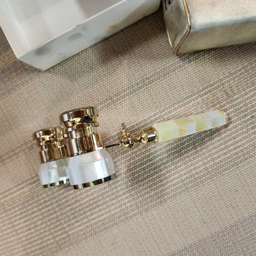 Elegant Gold and White Opera Glasses